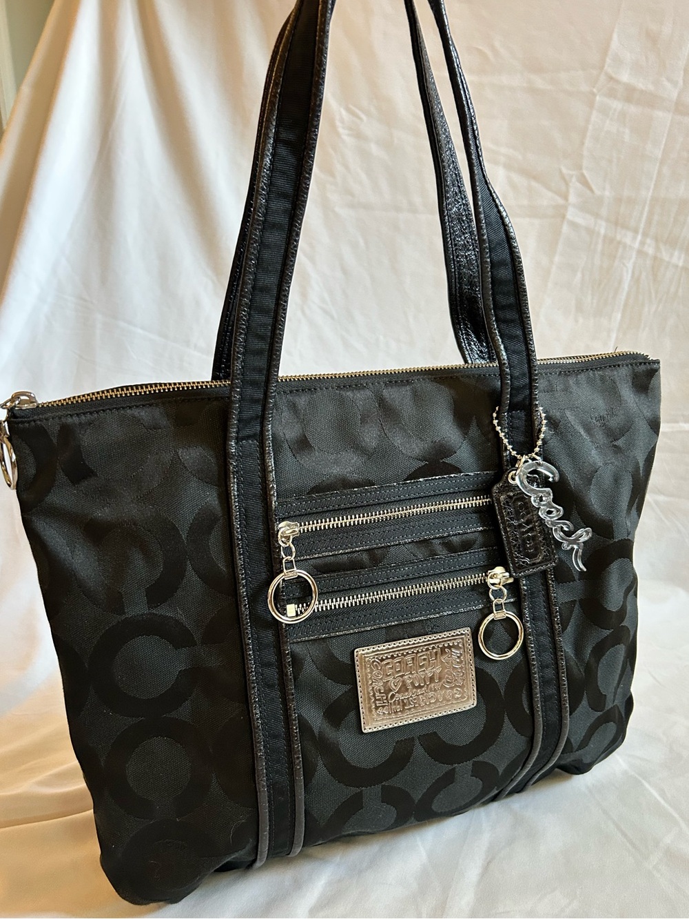 Coach Black Canvas Poppy Tote